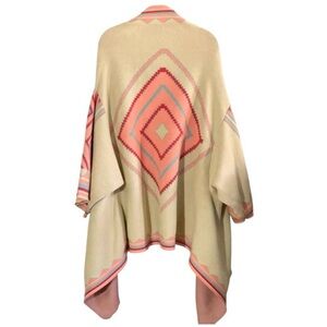 Haute Hippie Southwestern Print Blanket Poncho One Size Boho Coastal Cowgirl